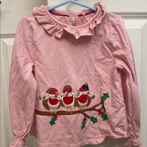 Girls' Pink Bird Embroidered Top